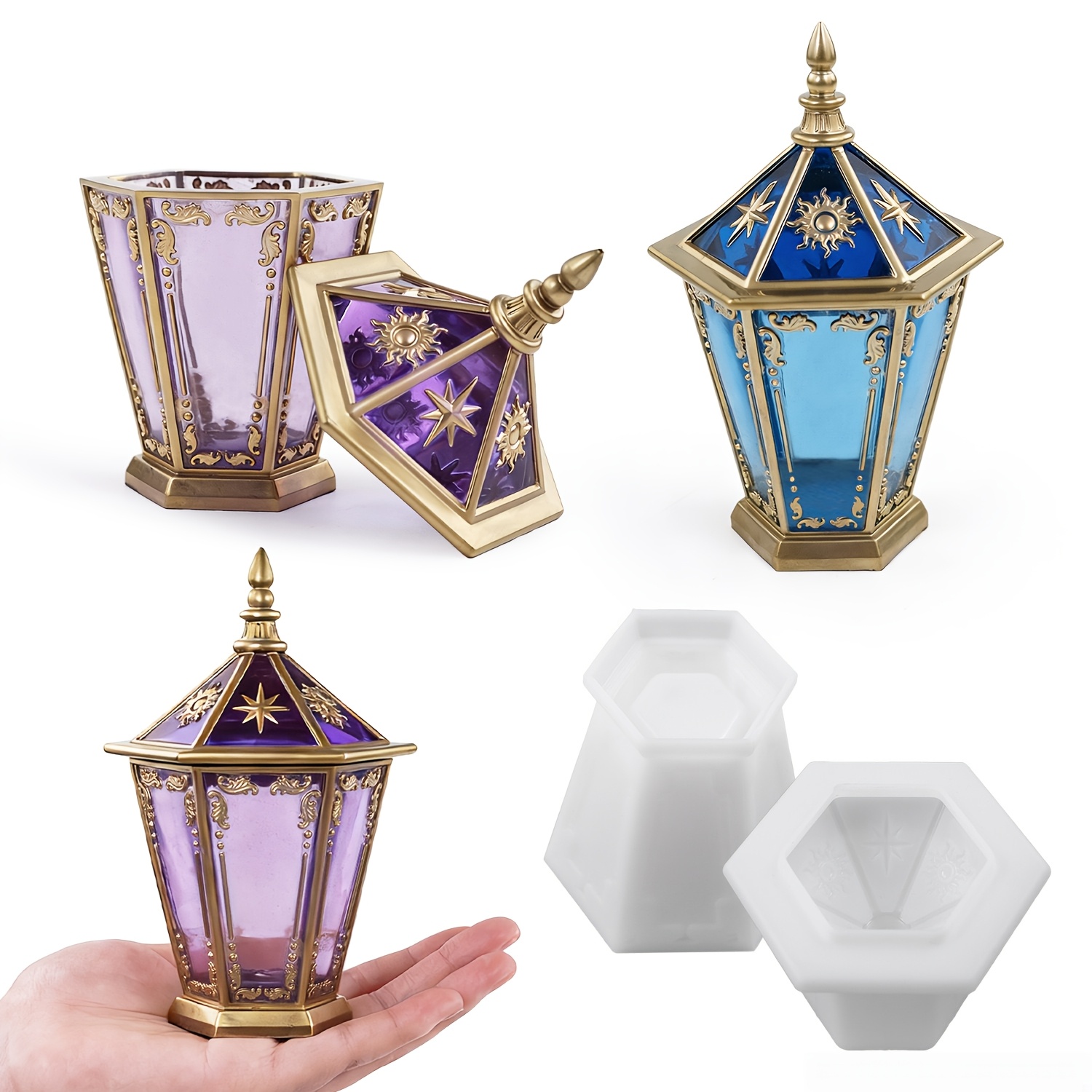 Star and Moon Hexagonal Bottle - Resin Art Case review and price