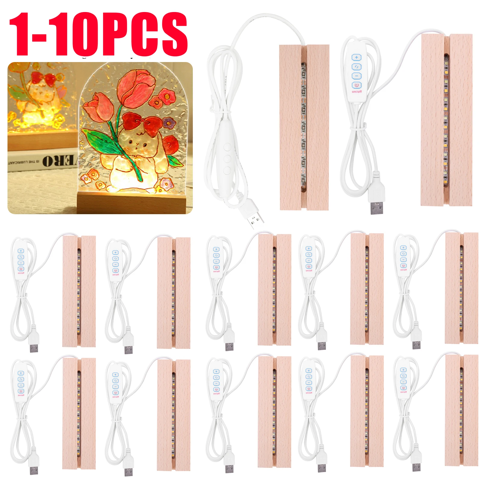 1-10pcs LED Wood Light Display - Resin Art Stand review and price