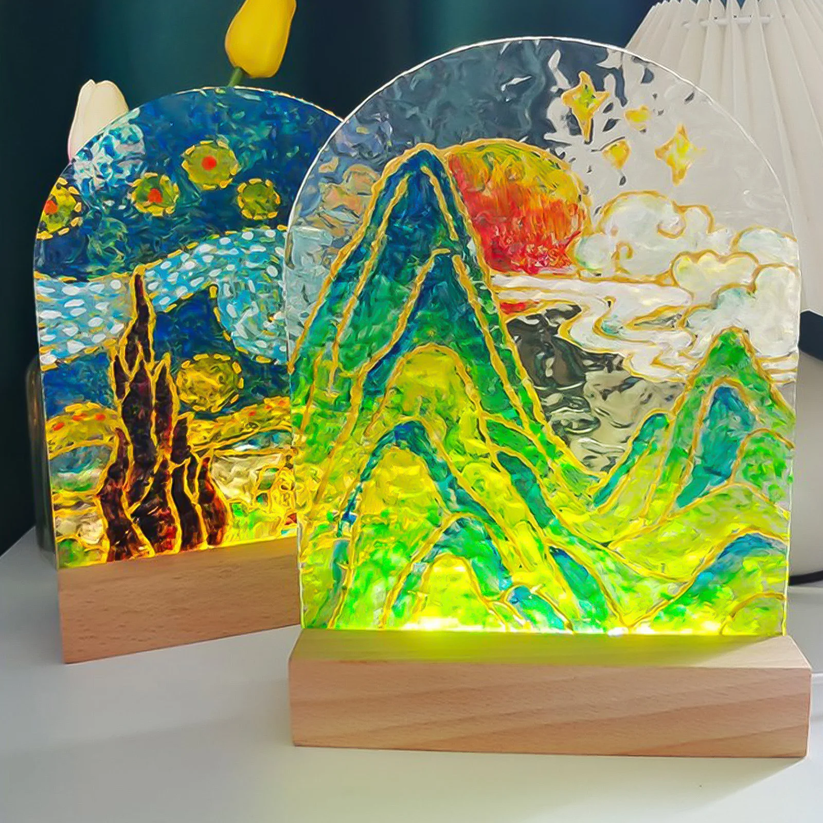 1-10pcs LED Wood Light Display - Resin Art Stand review and price