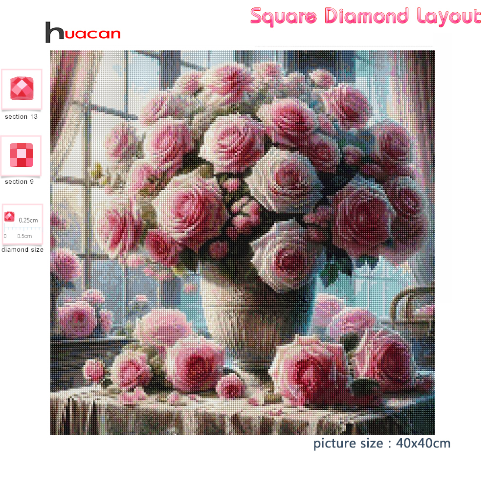 1PC frameless  5D Diy Diamond  - Resin Art With Rose review and price
