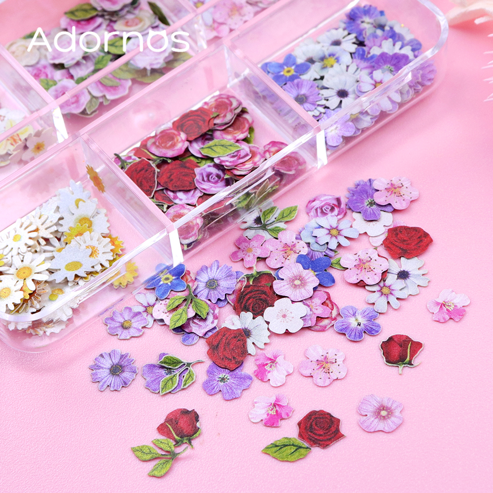 6 Grids Flowers Wood Pulp Chip - Resin Art With Rose review and price