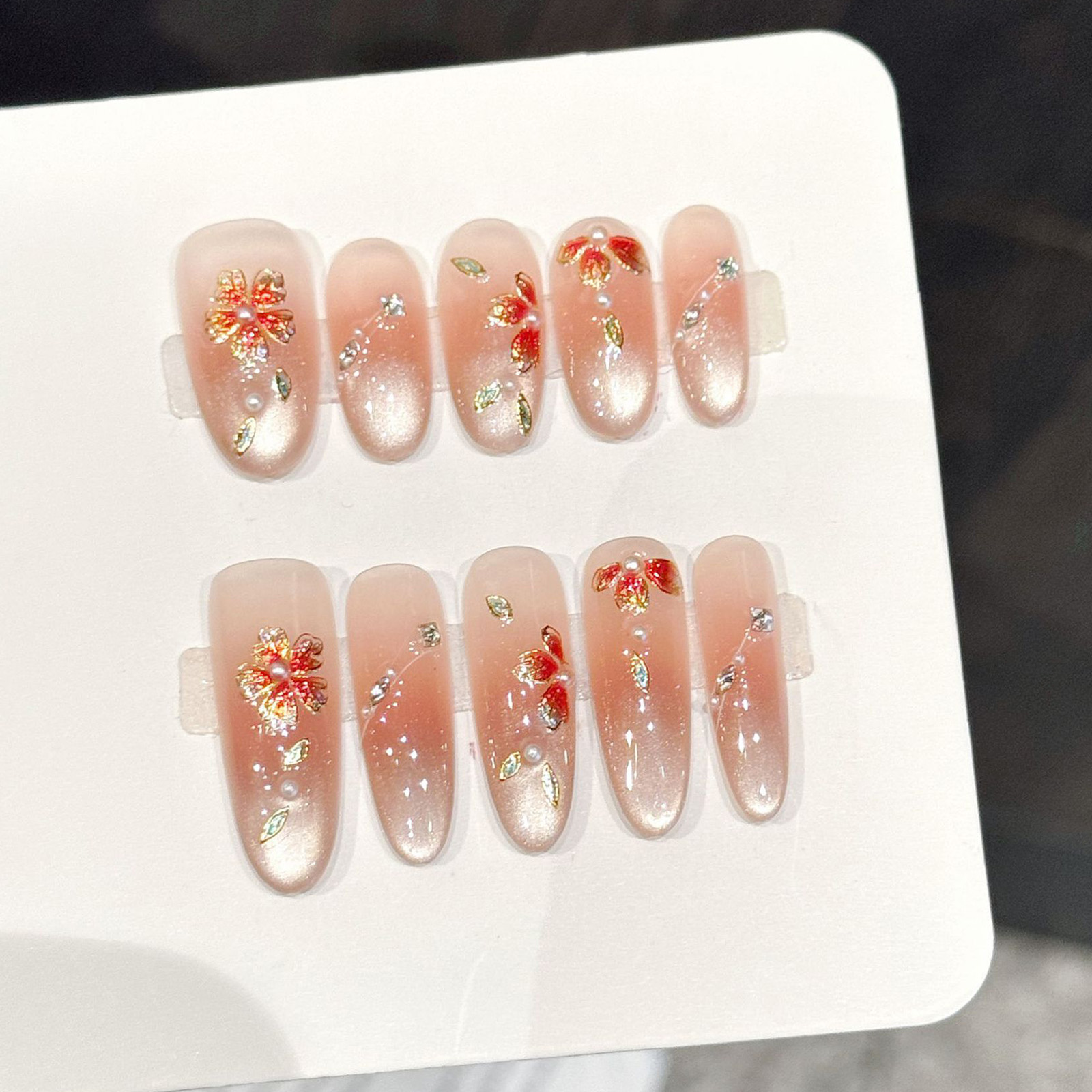 10pcs Handmade Fake Nails Pres - Resin Art Of Flowers review and price