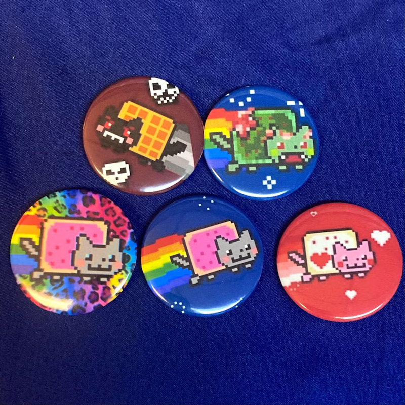 Rainbow N yan Cute Cat Pinback - Resin Art Gift For Birthday review and price