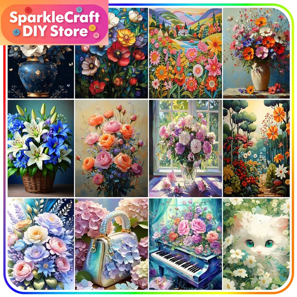 1pc frameless  Diamond Paintin - Resin Art Of Flowers review and price
