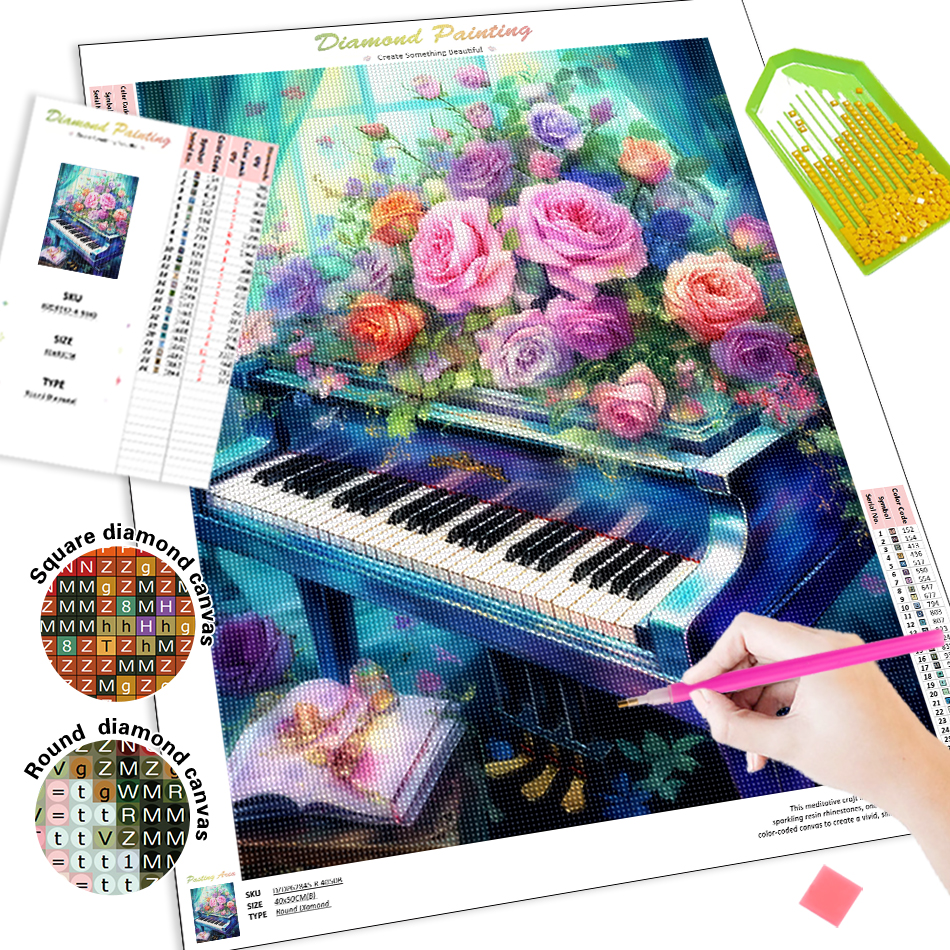1pc frameless  Diamond Paintin - Resin Art Of Flowers review and price