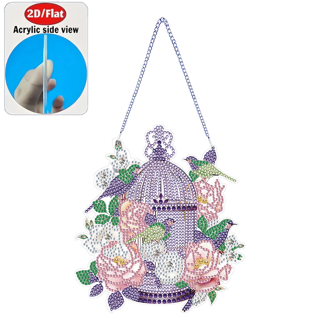 2D Flat Rose Birdcage Acrylic  - Resin Art Gift For Birthday review and price